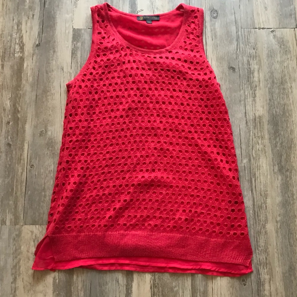 Outback red chiffon crochet eyelet overlay tank